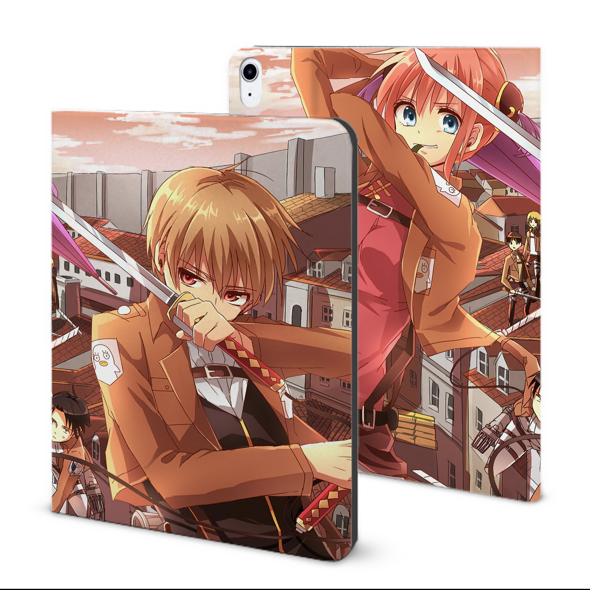 （画像用） 進撃の巨人 Attack on Titan IPad ケース ブック型 PUレザー TPU 耐衝撃 軽量 薄型 ペン収納なし 全面保護 IPad 各モデル対応